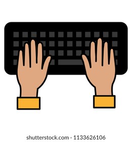 hands typing in keyboard