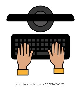 hands typing in keyboard desktop