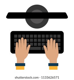 hands typing in keyboard desktop