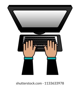hands typing in keyboard desktop