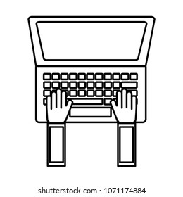 hands typing in keyboard laptop user