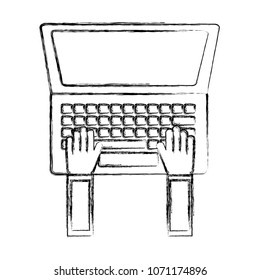 hands typing in keyboard laptop user