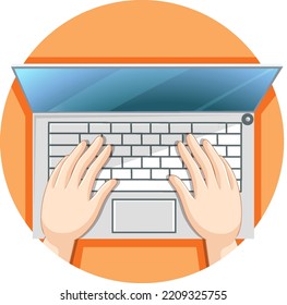 Hands typing on computer keyboard illustration