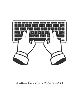 Hands typing on computer keyboard. Hand typing text on keyboard. Concept of writing a blog, blogging.