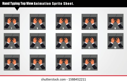 Hands Typing On Keyboard Animation Sprite Sheet. Typing Hand Animation Vector Illustration. Can Be Used For GIF Animation.