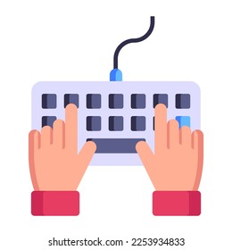 Teclado manual en teclado, icono de estilo plano 