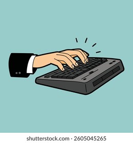 Hands typing on the keyboard illustration cartoon icon
