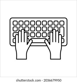 Hands Typing on Keyboard vector icon in meaning Computer Programming on white background eps 10.