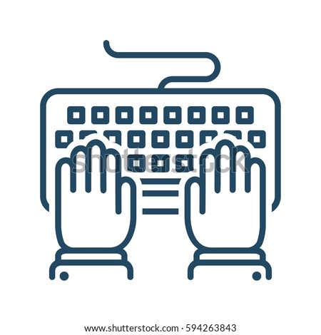 Hands Typing on Keyboard vector icon in meaning Computer Programming