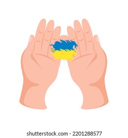 bandera ucraniana de manos, recen por icono de Ucrania