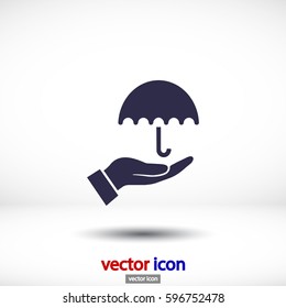 in the hands of the Umbrella  icon, vector . 10 EPS