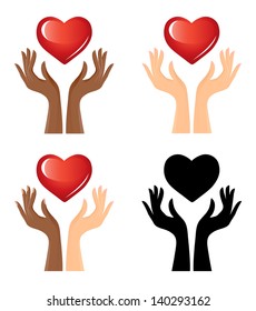 Hands und heart, set of graphics