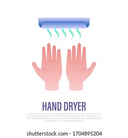 Hands under hand dryer. Gradient icon. Restroom equipment. Vector illustration.