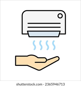 Hands under hand dryer. Thin line icon. Restroom equipment. vector illustration on white background