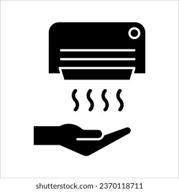 Hands under hand dryer. Thin line icon. Restroom equipment. vector illustration on white background