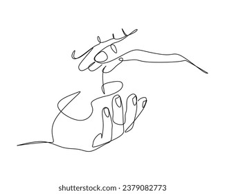 hands in unity symbolize for peace and love illustration continuous line art design assets