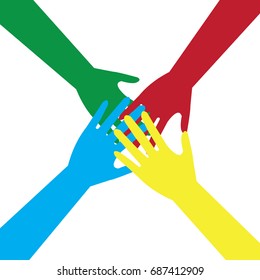 Hands of unity-vector;Concept of teamwork