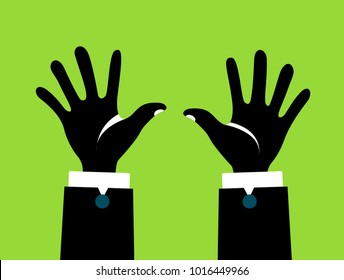 Hands Up. Business vector concept illustration.