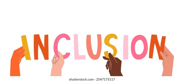 Hands Up. The concept of inclusion and diversity. Vector illustration