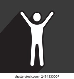 hands up, man icon, linear, vector illustration