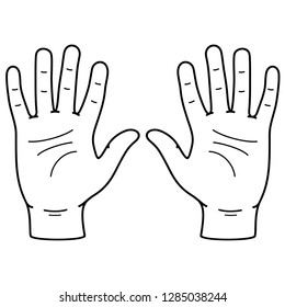 Hands up. Vector flat outline icon illustration isolated on white background.