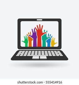 hands up. volunteering concept. vector illustration - eps 10