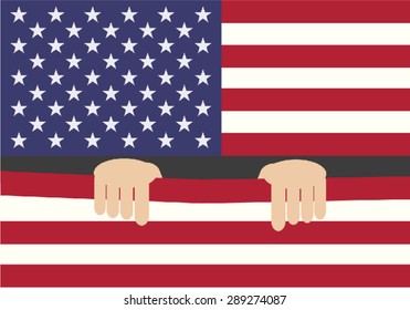 Hands with USA Flag