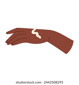 Hands use cream. Hydration and skin protection. Hands skincare. Isolated vector illustration in cartoon style