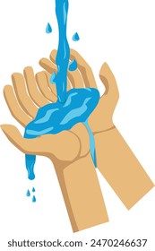 Hands are used to collect natural water, World water day
