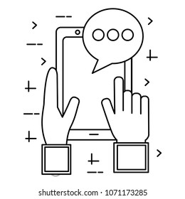 hands user chatting with smartphone