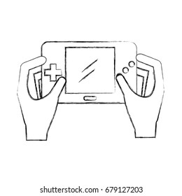 hands user with Portable video game console