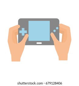 hands user with Portable video game console