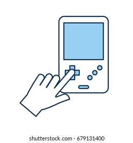 hands user with Portable video game console