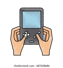 hands user with Portable video game console