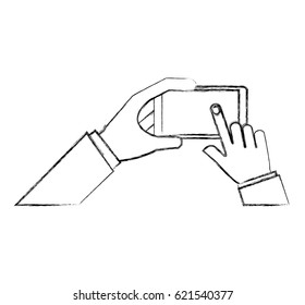 hands user smartphone icon
