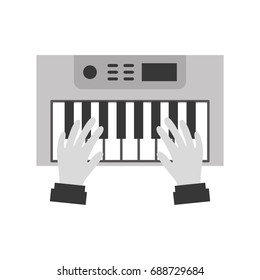 hands user with Synth console