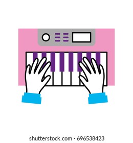 hands user with Synth console