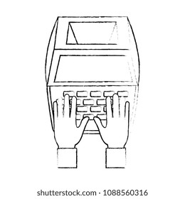 hands using calculator machine with receipt