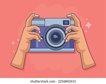 hands using camera photographic device