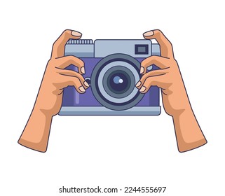hands using camera photographic icon