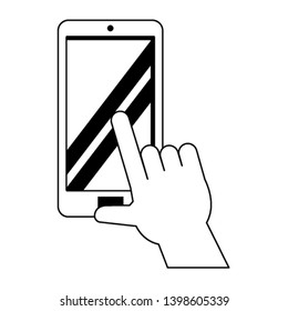 hands using cellphone in black and white