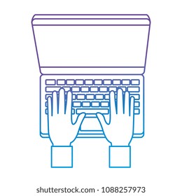 hands using computer laptop