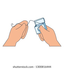 Hands Using Dental Floss