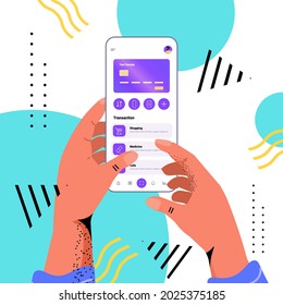 hands using mobile banking app with credit card on smartphone screen e-payments financial application