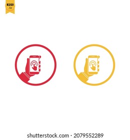 manos usando teléfono móvil. fondo blanco. pantalla móvil táctil.