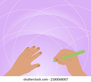 Hands Using Pencil Strategizing Newest Innovative Creative Goal Plans. Palms Holding Writing Pen Planning Successful Future Career Displaying Creativity.