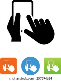 Hands using phone icon