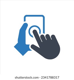 Hands using phone UX icon