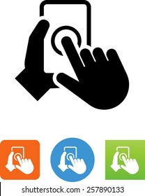 Hands using phone / UX icon