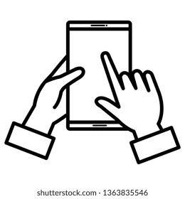 hands using smartphone device